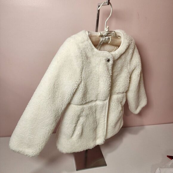 Janie and Jack Ivory Faux Fur Dressy Holiday Formal Coat Jacket 18 to 24 Months - Picture 4 of 8